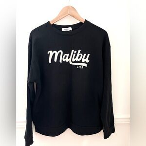 Carly Jean Los Angeles Malibu Black & White Graphic Pullover Sweatshirt